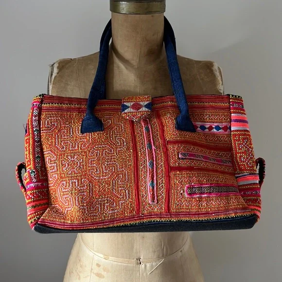 Kilim Moroccan Boho Aztec woven carpet rug bag - Picture 3 of 14